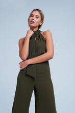 Load image into Gallery viewer, Khaki Jumpsuit With Back Bow