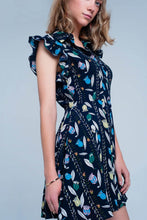 Load image into Gallery viewer, Navy Flower Printed Jumpsuit