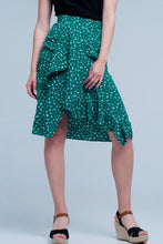 Load image into Gallery viewer, Green Skirt With Flower Print