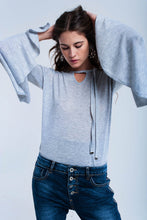 Load image into Gallery viewer, Gray Sweater With Bell Sleeves