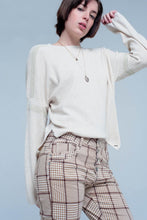 Load image into Gallery viewer, Beige Fine Knitted Sweater With Glitter Details