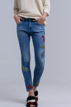 Load image into Gallery viewer, Skinny Embroidered Jeans