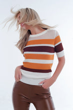 Load image into Gallery viewer, Mustard Striped Open Knit Sweater