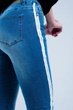 Load image into Gallery viewer, Skinny Jeans With White Side Stripe