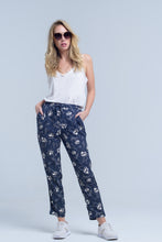 Load image into Gallery viewer, Navy Blue Pants With Floral Print