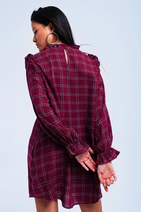 Bordeaux Checked Dress