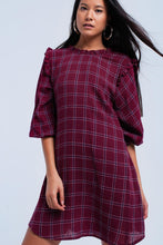 Load image into Gallery viewer, Bordeaux Checked Dress