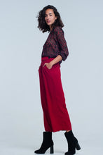 Load image into Gallery viewer, Red Wide Leg Culottes With Belt Detail