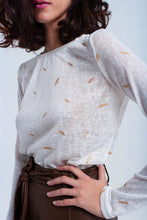 Load image into Gallery viewer, Cream Sweater With Printed Detail