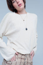 Load image into Gallery viewer, Beige Fine Knitted Sweater With Glitter Details