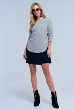 Load image into Gallery viewer, Navy Striped Asymmetric Sweater