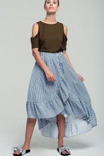 Load image into Gallery viewer, Khaki Cold Shoulder Top