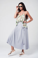 Load image into Gallery viewer, Grey Midi Skirt With Belt