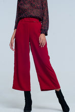 Load image into Gallery viewer, Red Wide Leg Culottes With Belt Detail
