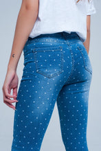 Load image into Gallery viewer, Skinny Jeans in Polka Dot Print