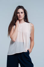 Load image into Gallery viewer, Beige Sleeveless Top With Lace Details