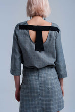 Load image into Gallery viewer, Gray Tartan Pattern Top With Ribbons