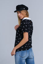 Load image into Gallery viewer, Black Shirt With White Printed Birds