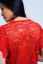 Load image into Gallery viewer, Red Top With Lace Back and Ruffles