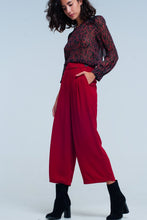Load image into Gallery viewer, Red Wide Leg Culottes With Belt Detail