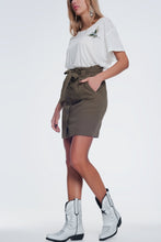Load image into Gallery viewer, Mini Khaki Skirt With Front Buttons