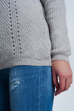 Load image into Gallery viewer, Gray Sweater With Knitted Stripe Detail