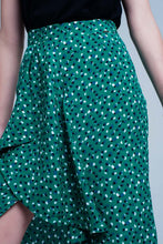 Load image into Gallery viewer, Green Skirt With Flower Print