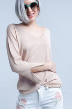 Load image into Gallery viewer, Pink Knit Sweater With Gold Lurex Detail