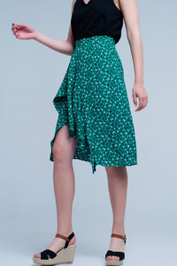 Green Skirt With Flower Print