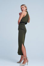 Load image into Gallery viewer, Khaki Jumpsuit With Back Bow