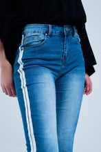 Load image into Gallery viewer, Skinny Jeans With White Side Stripe