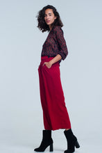 Load image into Gallery viewer, Red Wide Leg Culottes With Belt Detail