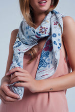 Load image into Gallery viewer, Gray Scarf With Flower Print