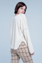 Load image into Gallery viewer, Beige Fine Knitted Sweater With Glitter Details