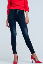 Load image into Gallery viewer, Black Skinny Leg Jeans With Side Stripe