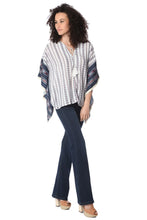 Load image into Gallery viewer, Navy Oversized Poncho Top in Tribe Print