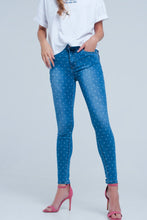 Load image into Gallery viewer, Skinny Jeans in Polka Dot Print