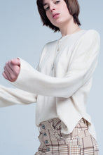 Load image into Gallery viewer, Beige Fine Knitted Sweater With Glitter Details