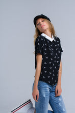 Load image into Gallery viewer, Black Shirt With White Printed Birds