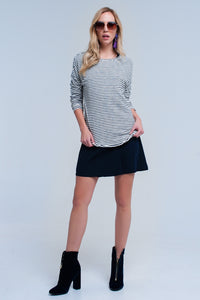 Navy Striped Asymmetric Sweater