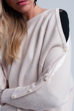 Load image into Gallery viewer, Pink Pale Knitted Sweater With Pearl Detail