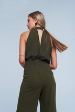 Load image into Gallery viewer, Khaki Jumpsuit With Back Bow