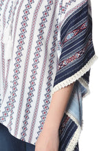 Load image into Gallery viewer, Navy Oversized Poncho Top in Tribe Print