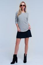 Load image into Gallery viewer, Navy Striped Asymmetric Sweater