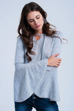 Load image into Gallery viewer, Gray Sweater With Bell Sleeves