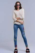 Load image into Gallery viewer, Skinny Embroidered Jeans