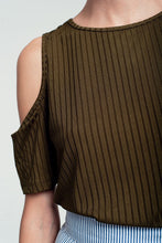 Load image into Gallery viewer, Khaki Cold Shoulder Top