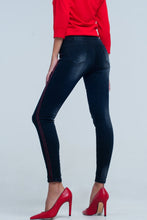 Load image into Gallery viewer, Black Skinny Leg Jeans With Side Stripe