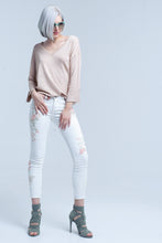 Load image into Gallery viewer, Pink Knit Sweater With Gold Lurex Detail