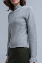 Load image into Gallery viewer, Sweater With Ruffle in Gray